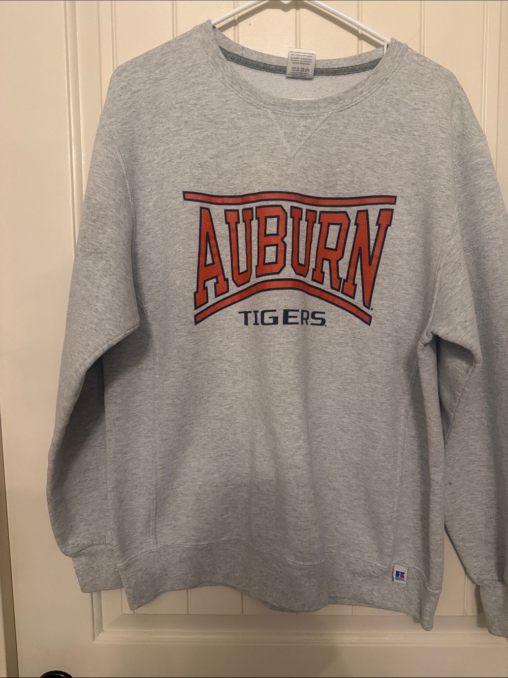 Vintage Russell Athletic Gray Crewneck Sweatshirt with Orange Auburn